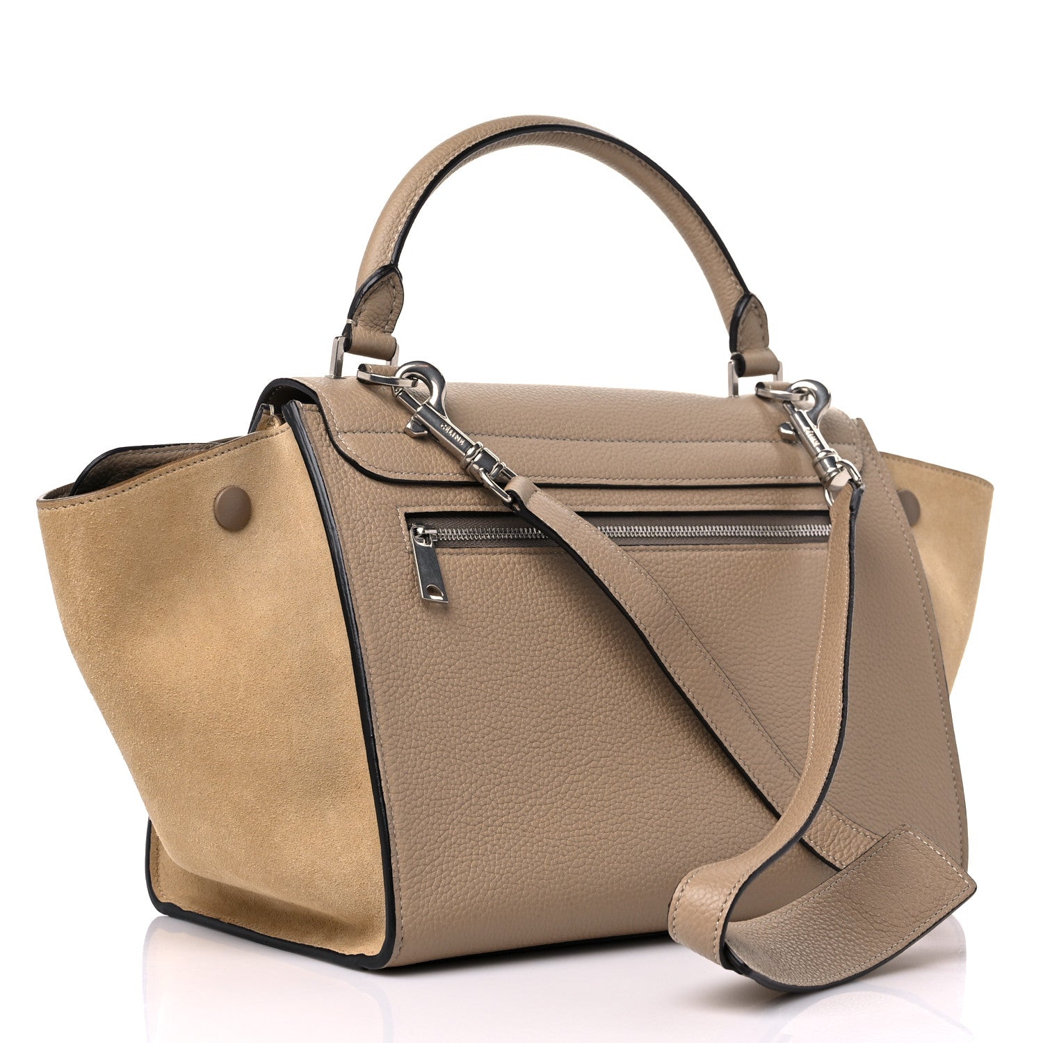 Celine Drummed Calfskin Suede Small Trapeze Dune 2 of 11