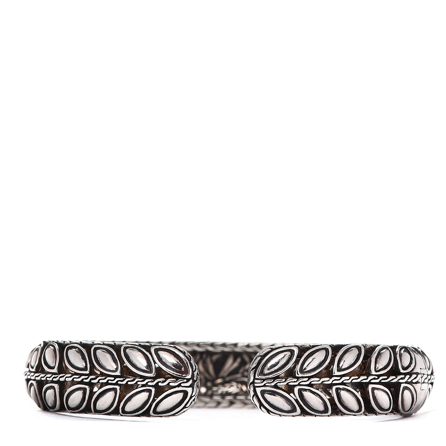 John Hardy Sterling Silver Black Sapphire Kawung Leaf Cuff Bracelet 2 of 3