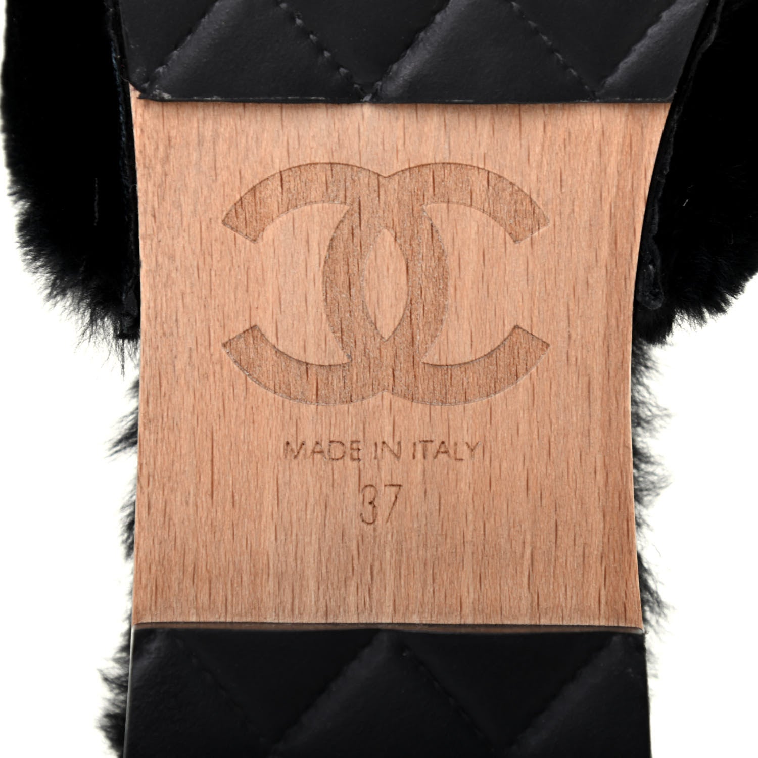 Chanel Rabbit Lambskin Fur Mules 37 Black 7 of 8
