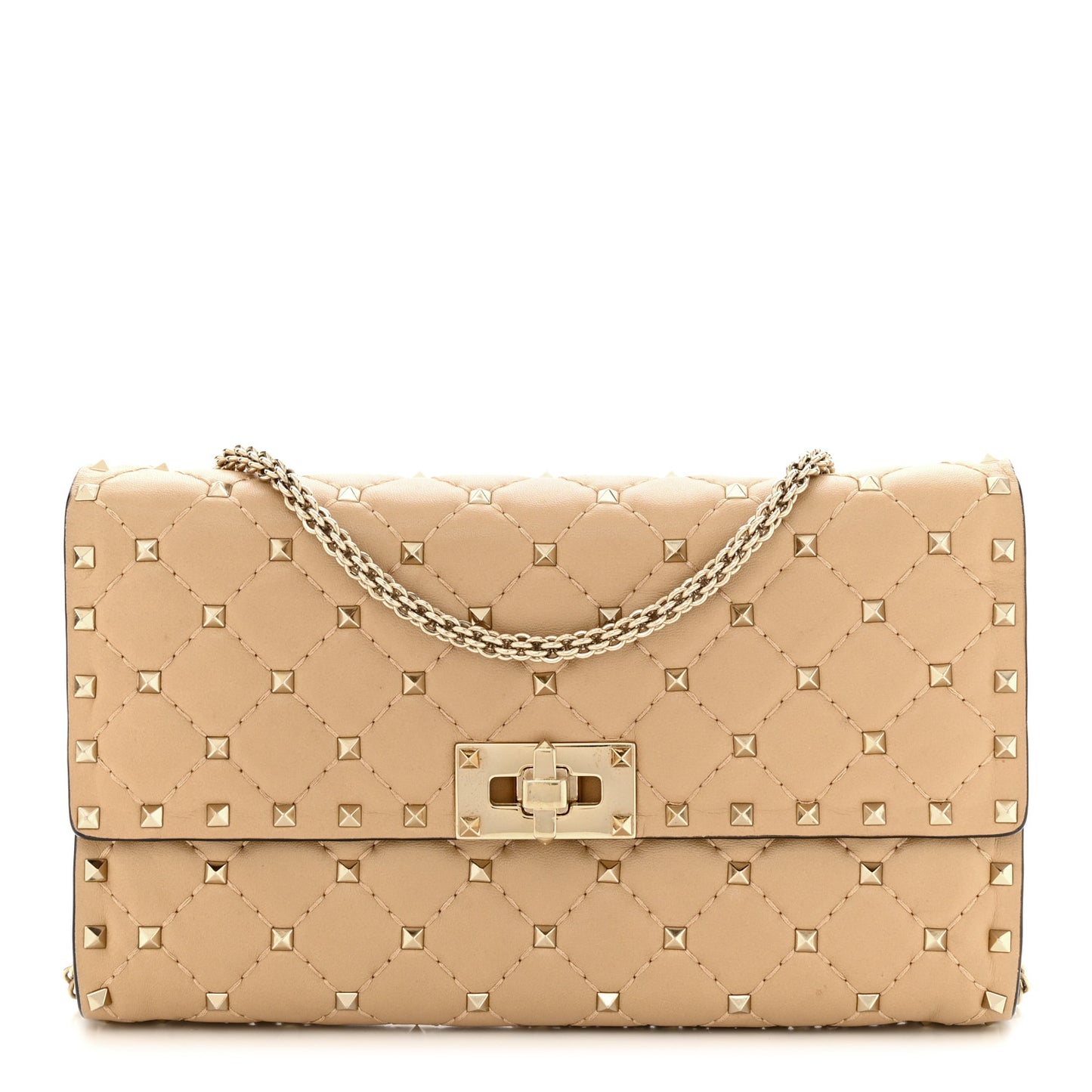 Nappa Rockstud Spike Wallet On Chain Camel Rose