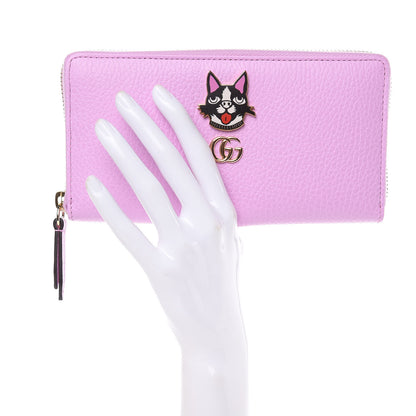 Gucci Dollar Calfskin GG Marmont Bosco Zip Around Wallet Malva 2 of 7