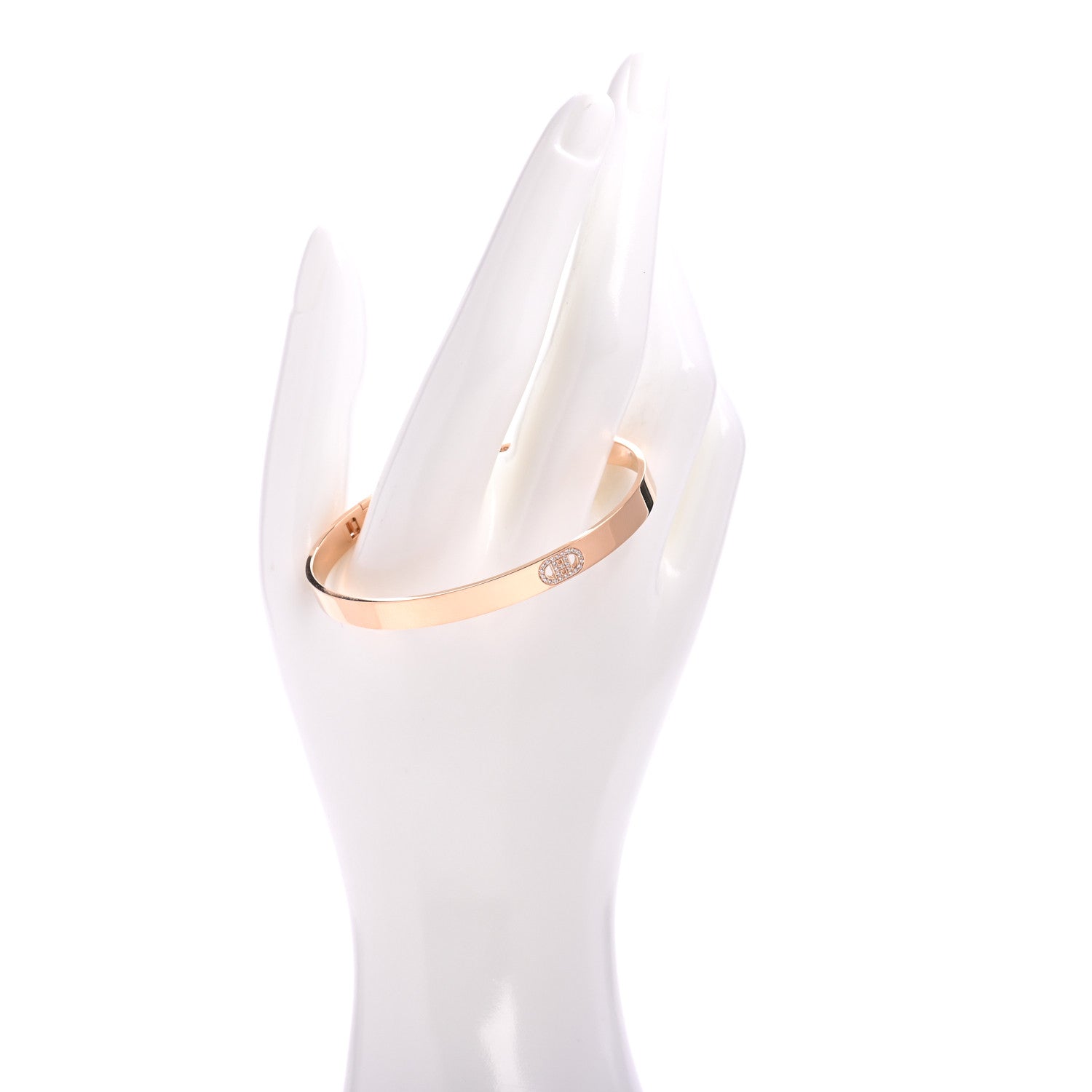 Hermes 18K Rose Gold Diamond PM H D'Ancre Bracelet LG 2 of 4
