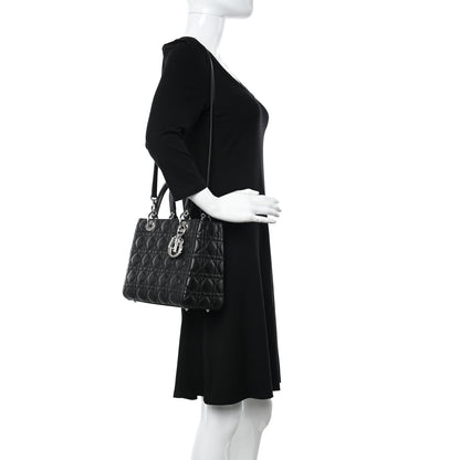 Christian Dior Lambskin Cannage Medium Lady Dior Black 2 of 14