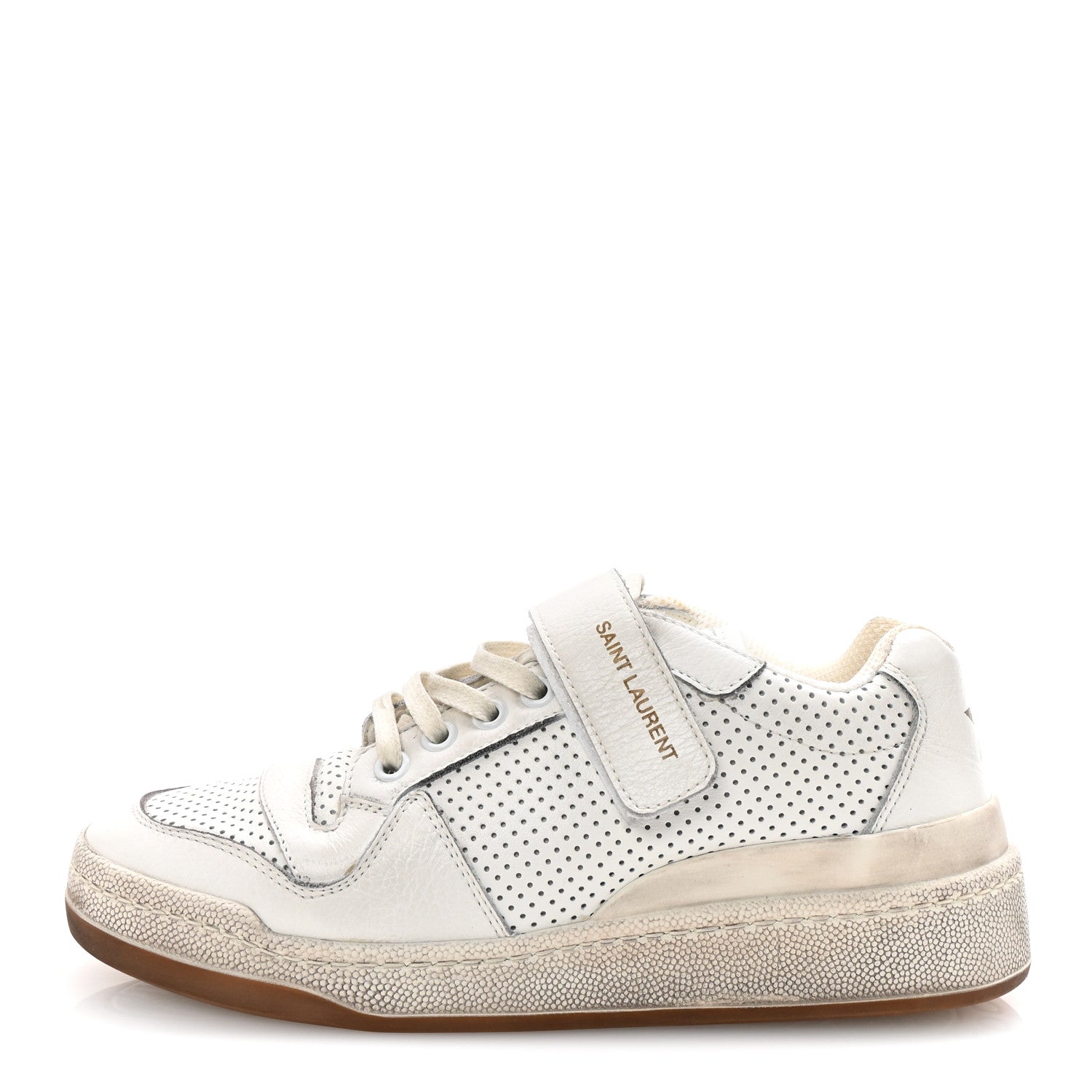 Saint Laurent Calfskin Perforated Womens SL24 Sneakers 36 White 1 of 10