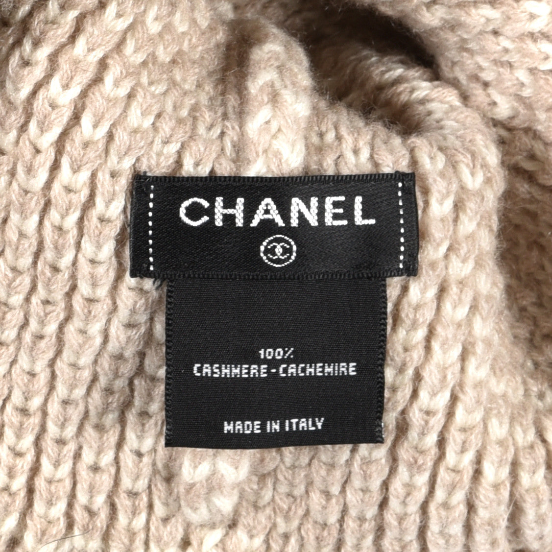 Chanel Cashmere CC Beanie Hat Beige 5 of 5