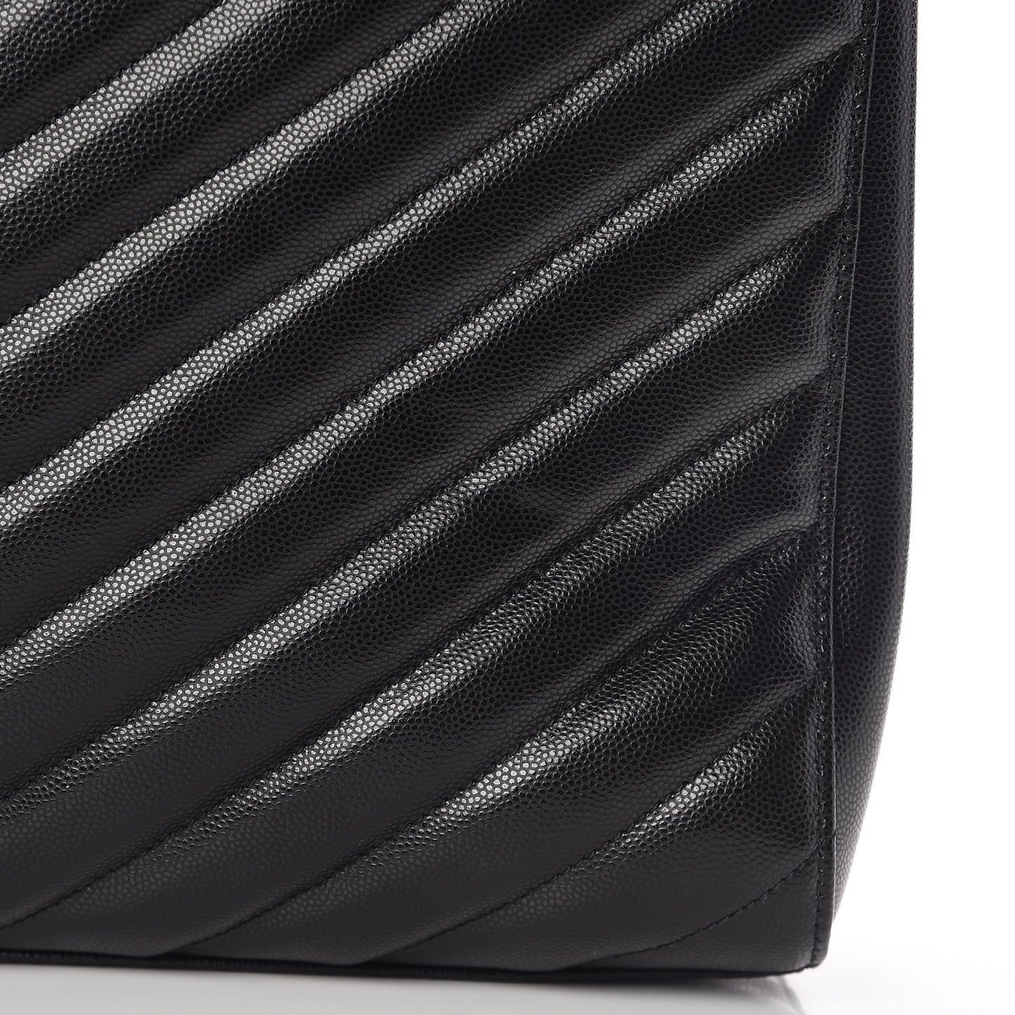 Grain De Poudre Matelasse Chevron Medium Tribeca Shopping Bag Black