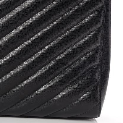 Saint Laurent Grain De Poudre Matelasse Chevron Medium Tribeca Shopping Bag Black 12 of 12