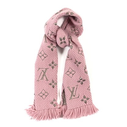 Louis Vuitton Wool Silk Logomania Shine Scarf Pink 1 of 3