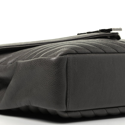 Saint Laurent Sheepskin Matelasse Chevron Monogram Large College Satchel Dark Anthracite 7 of 8