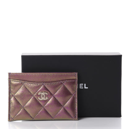 Chanel Iridescent Lambskin Quilted Card Holder Purple 9 of 9