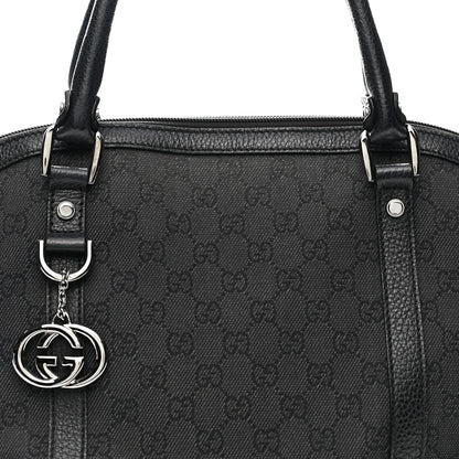Gucci Nylon Monogram Medium GG Charm Dome Satchel Black 7 of 14