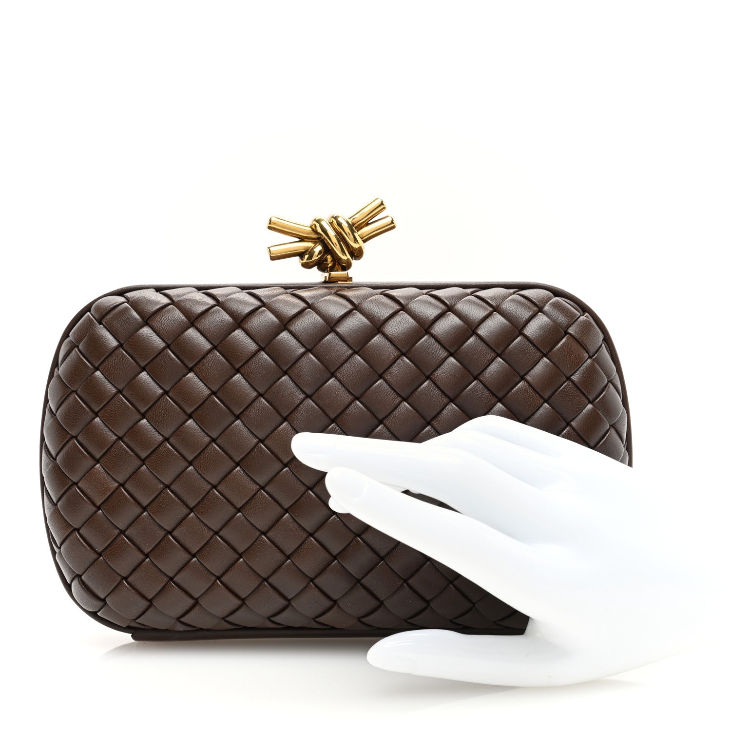 Bottega Veneta Nappa Intrecciato Knot Clutch Madder Brown 2 of 9
