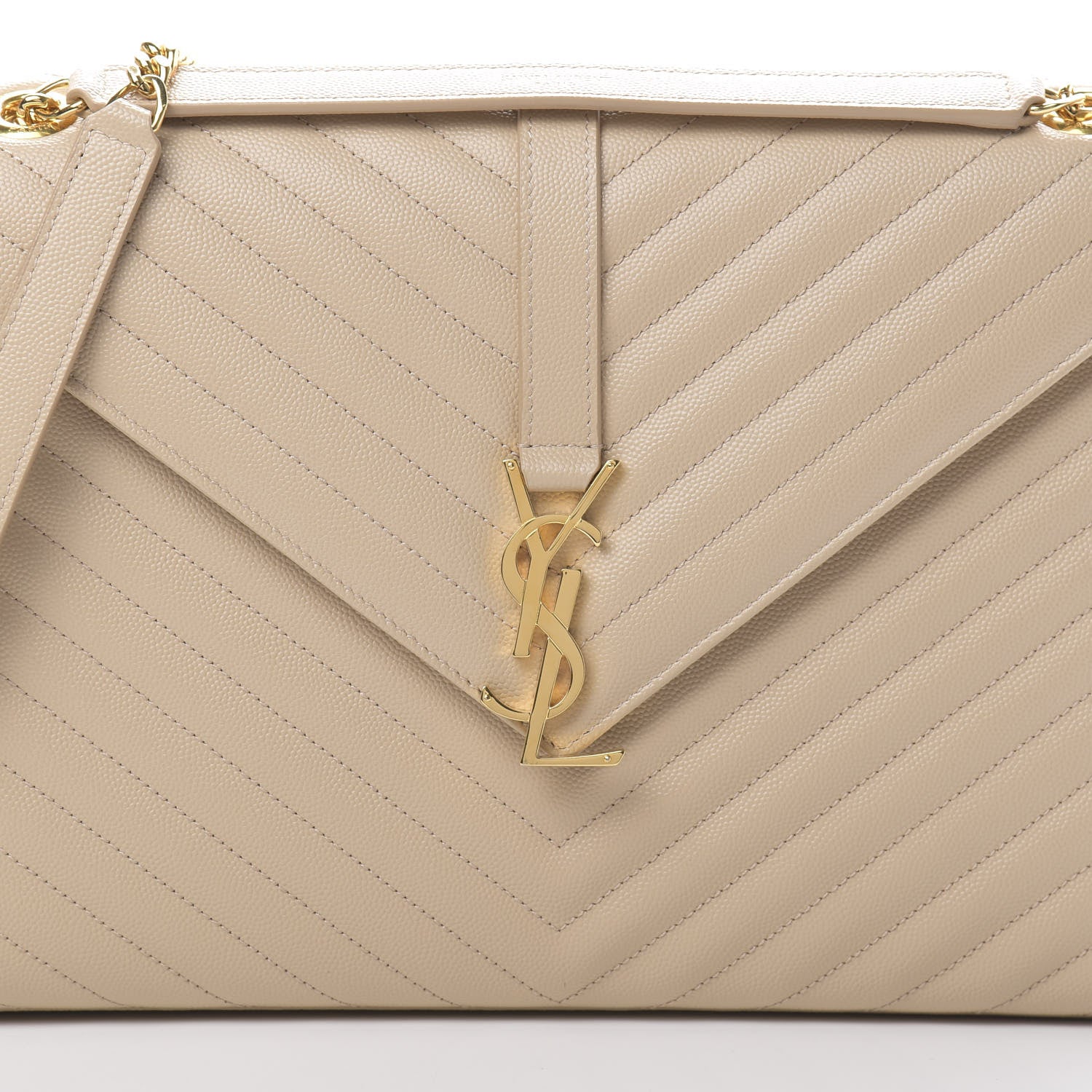 Saint Laurent Grain De Poudre Matelasse Chevron Large Monogram Satchel Nude Powder 8 of 11