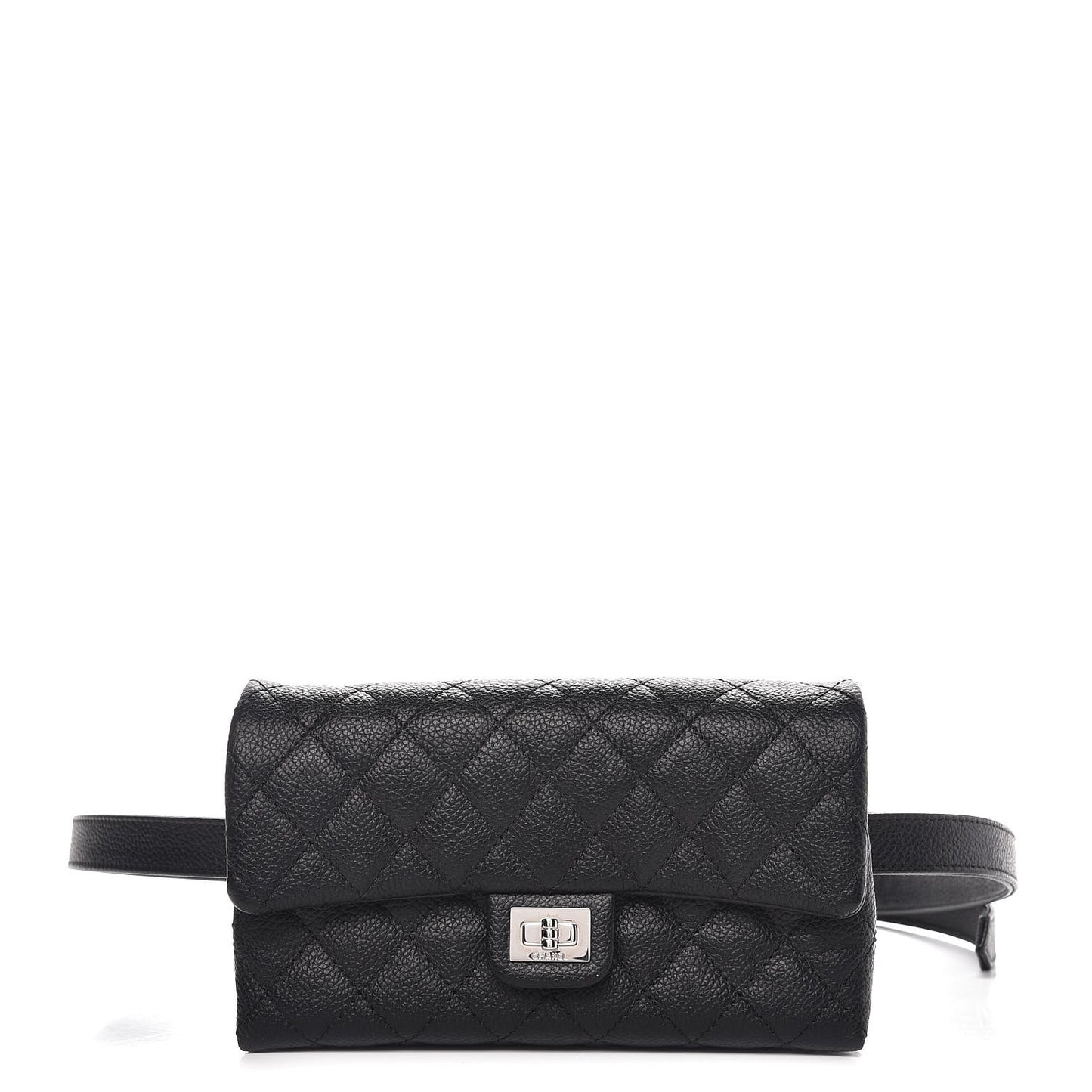 Grained Calfskin Quilted 2.55 Reissue Flap Belt Bag Clutch Black