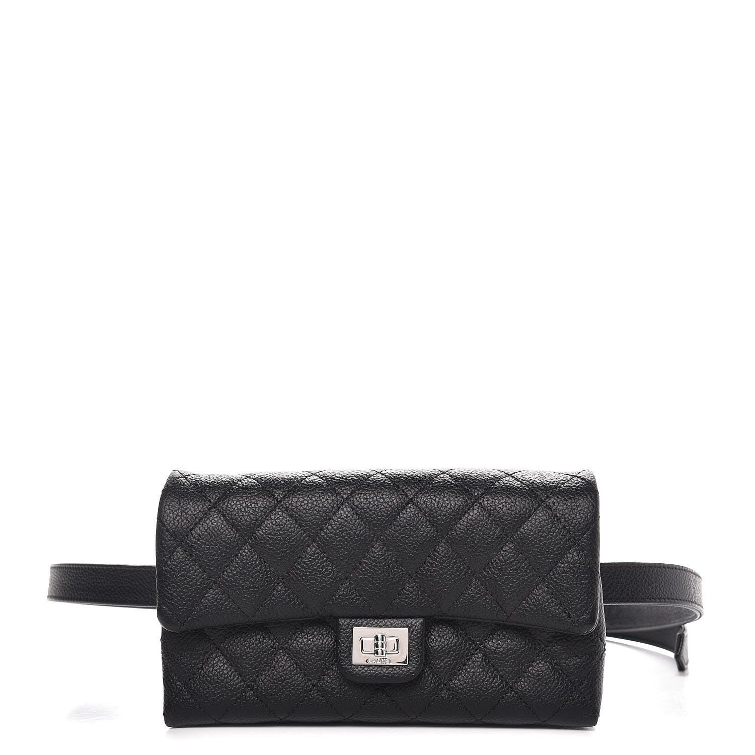 Chanel Grained Calfskin Quilted 2.55 Reissue Flap Belt Bag Clutch Black 1 of 9