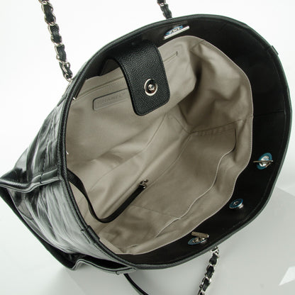 Chanel Glazed Calfskin Small Deauville Tote Black 5 of 7