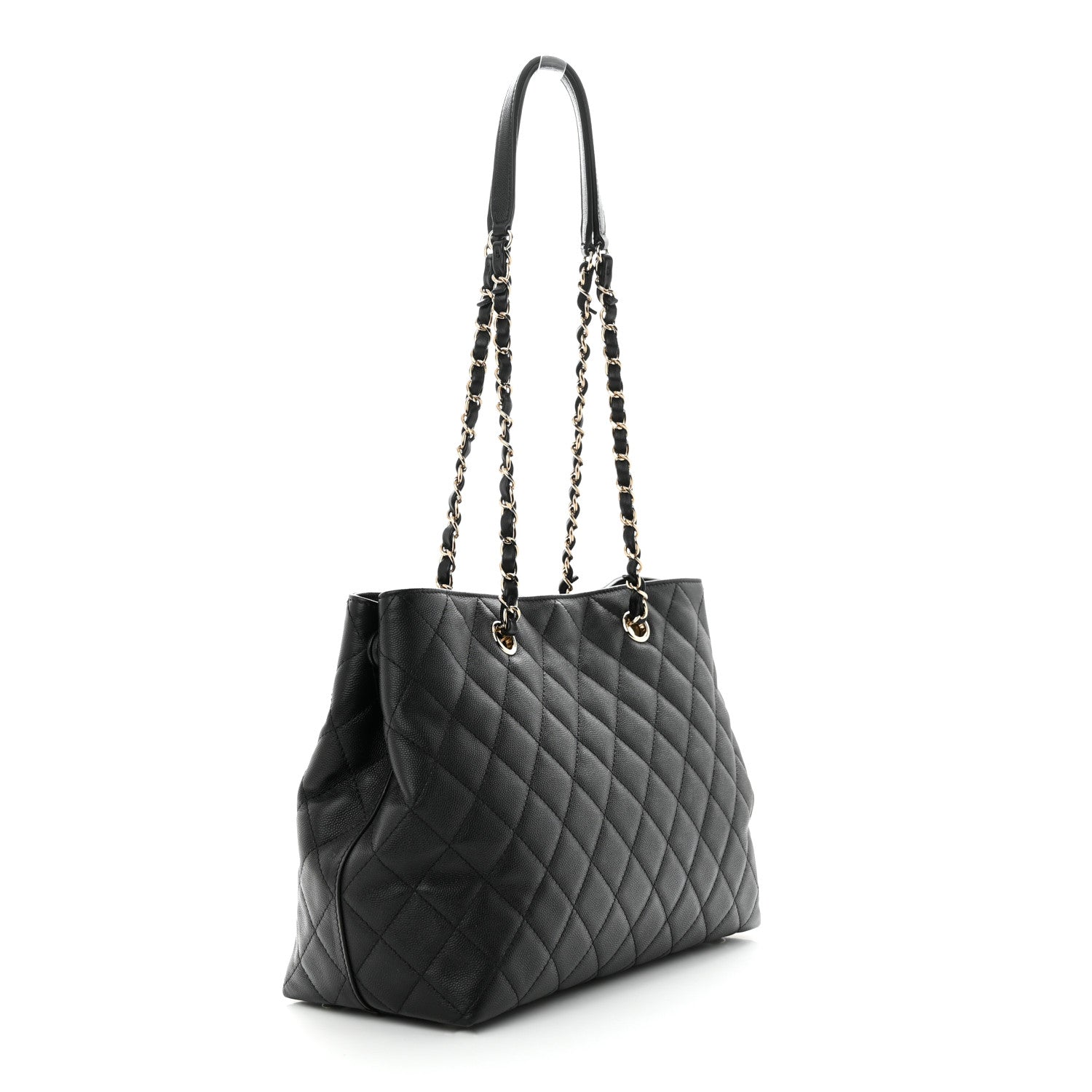 Chanel Caviar Quilted Small Shopping Tote Black 3 of 10