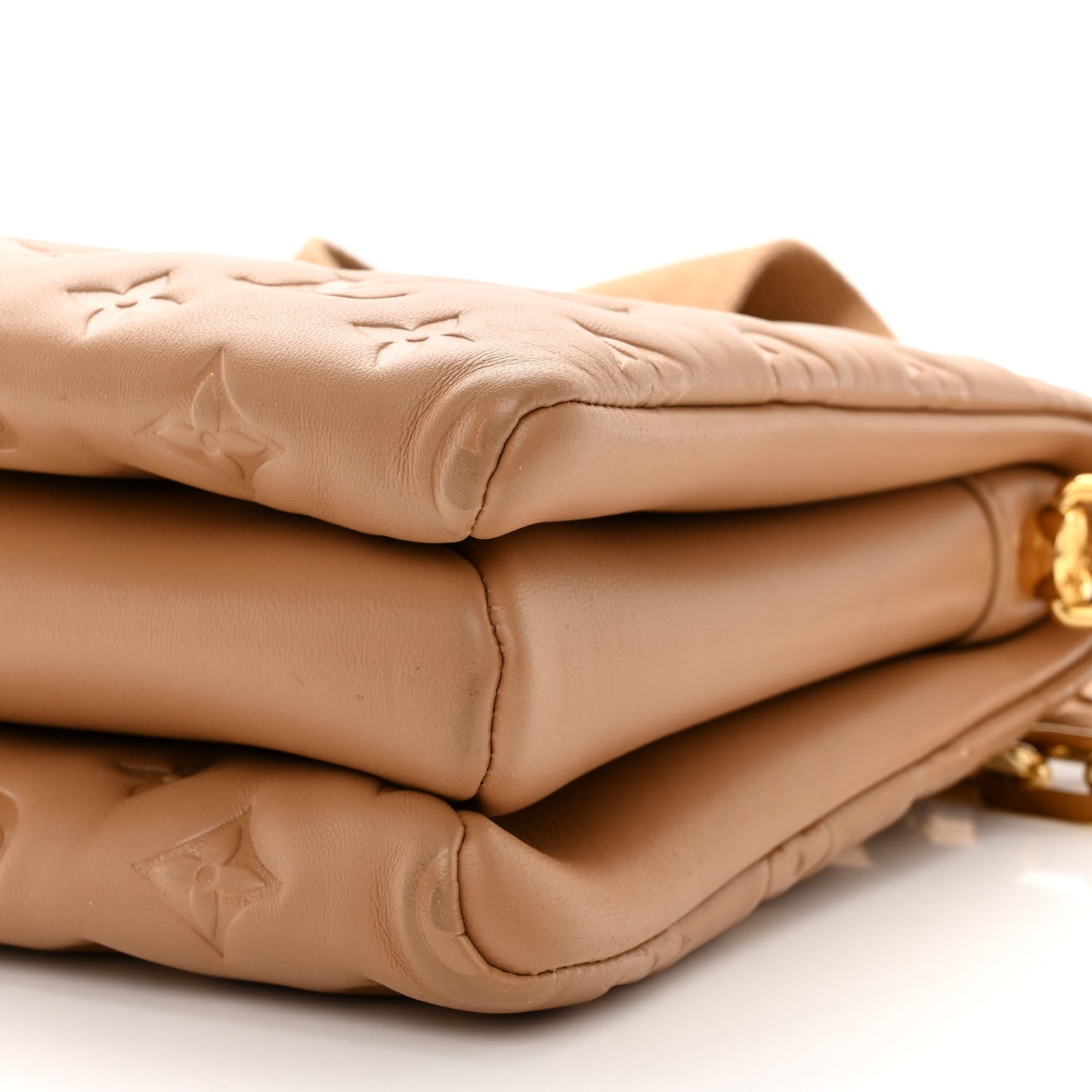 Lambskin Embossed Monogram Coussin PM Camel