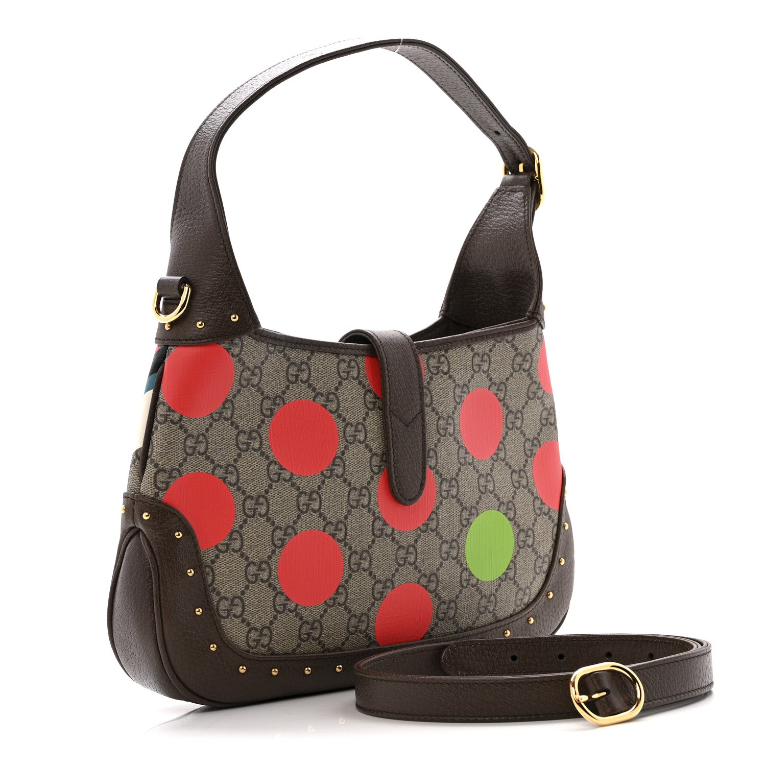 Gucci GG Supreme Monogram Geometric Textured Dollar Calfskin Web Small Jackie 1961 Hobo 3 of 13