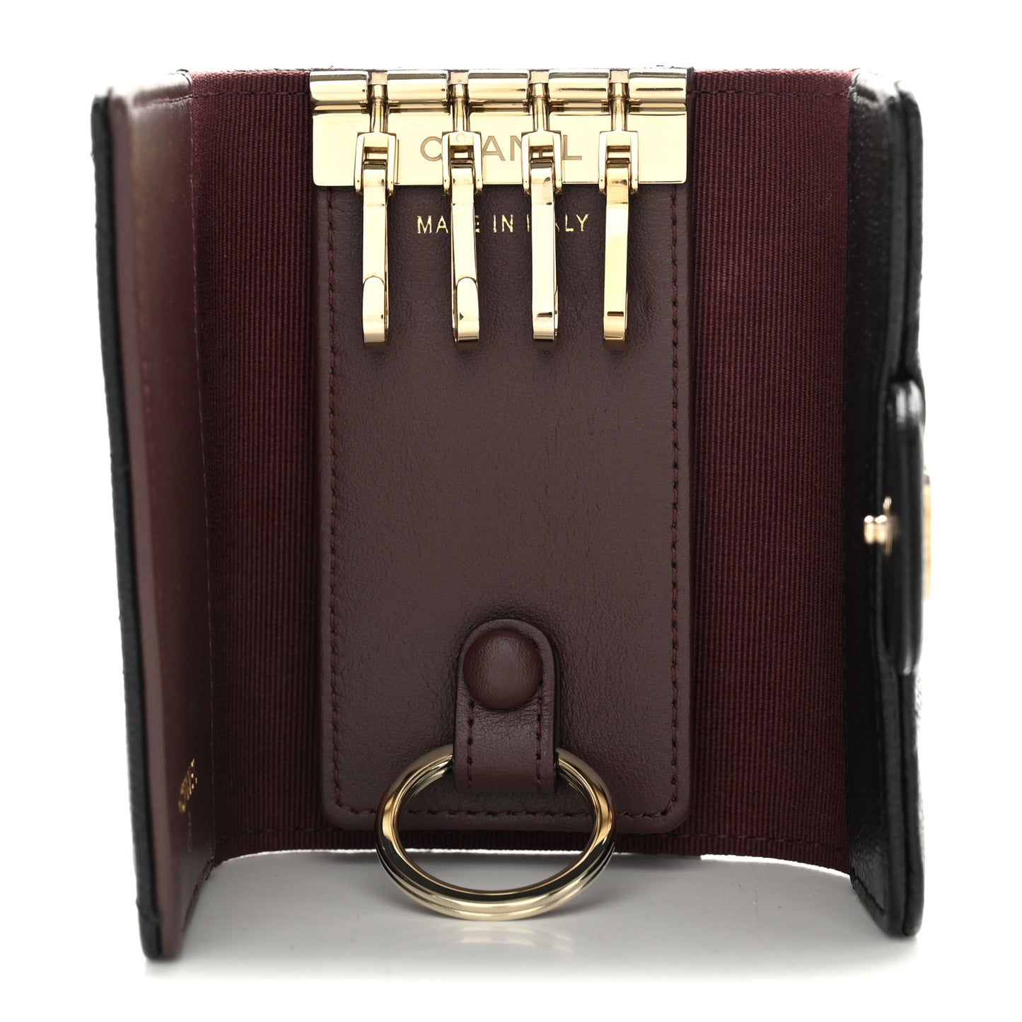 Caviar Quilted Classic 4 Key Holder Wallet Black