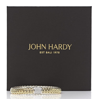 John Hardy Sterling Silver 18K Yellow Gold Diamond 7.5mm Classic Chain Reversible Bracelet 5 of 5
