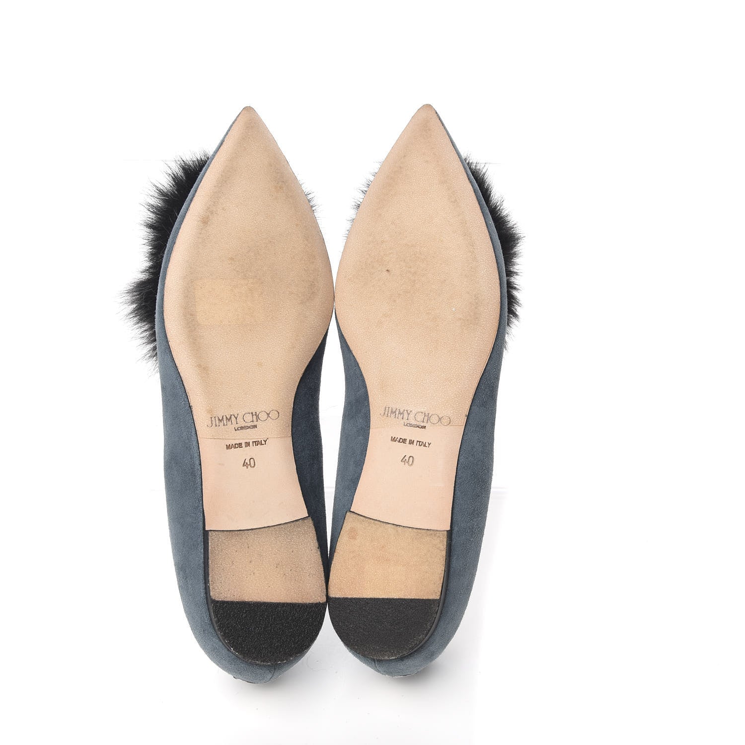 Jimmy Choo Suede Fox Fur Gale Ballet Flats 40 Blue 5 of 8