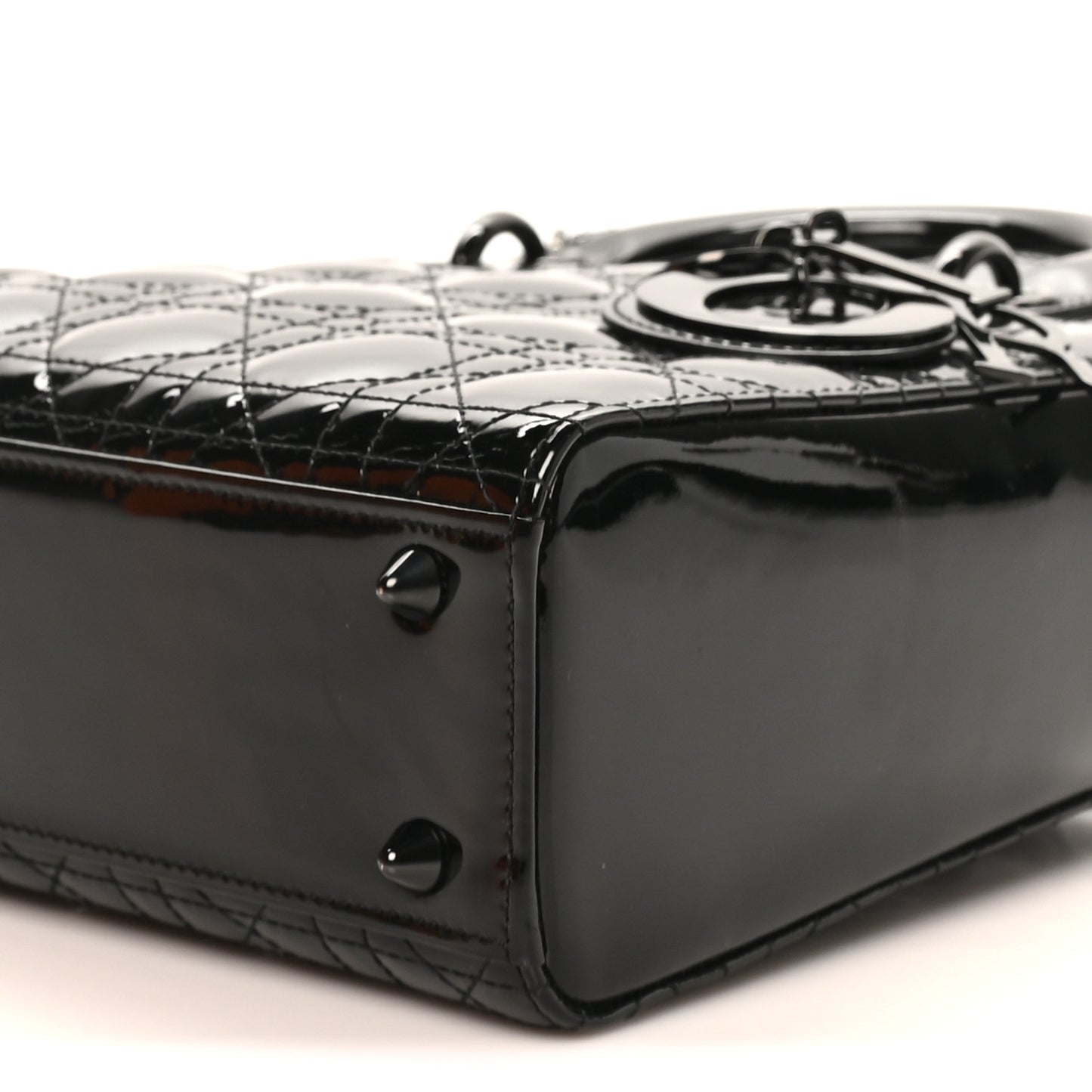Ultraglossy Patent Cannage Small Lady Dior Black