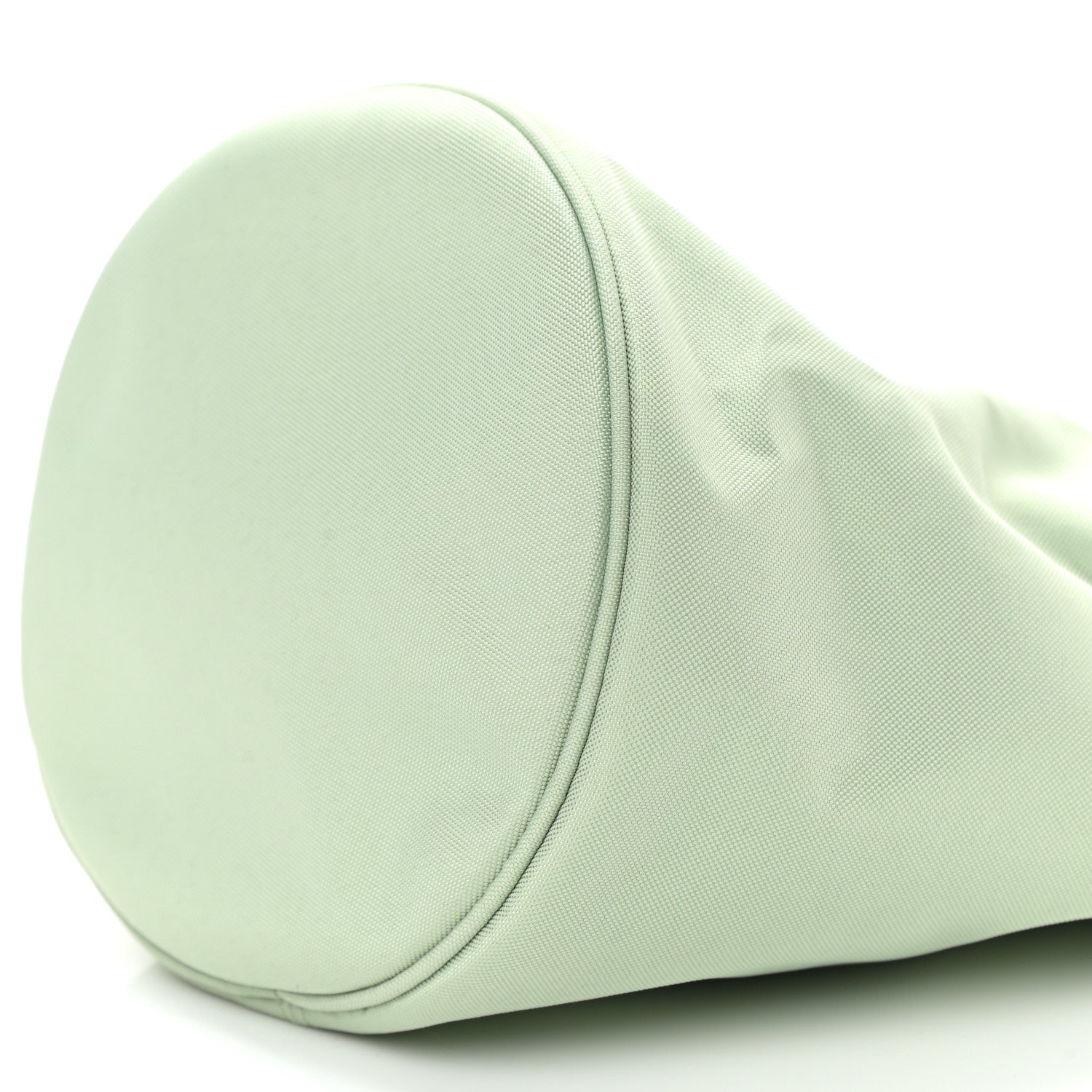 Balenciaga Recycled Sport Nylon Logo Embroidered Wheel Drawstring Bucket Bag Light Green White 10 of 11