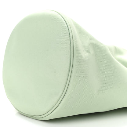 Balenciaga Recycled Sport Nylon Logo Embroidered Wheel Drawstring Bucket Bag Light Green White 10 of 11