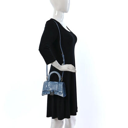 Balenciaga Nappa Denim Printed Hourglass Top Handle Bag XS Denim Blue 3 of 9