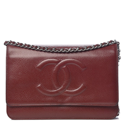 Chanel Caviar Timeless CC Wallet on Chain WOC Dark Red 1 of 14