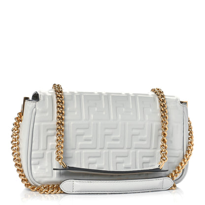 Fendi Nappa Small FF Embossed Midi Chain Baguette Ghiaia 3 of 9
