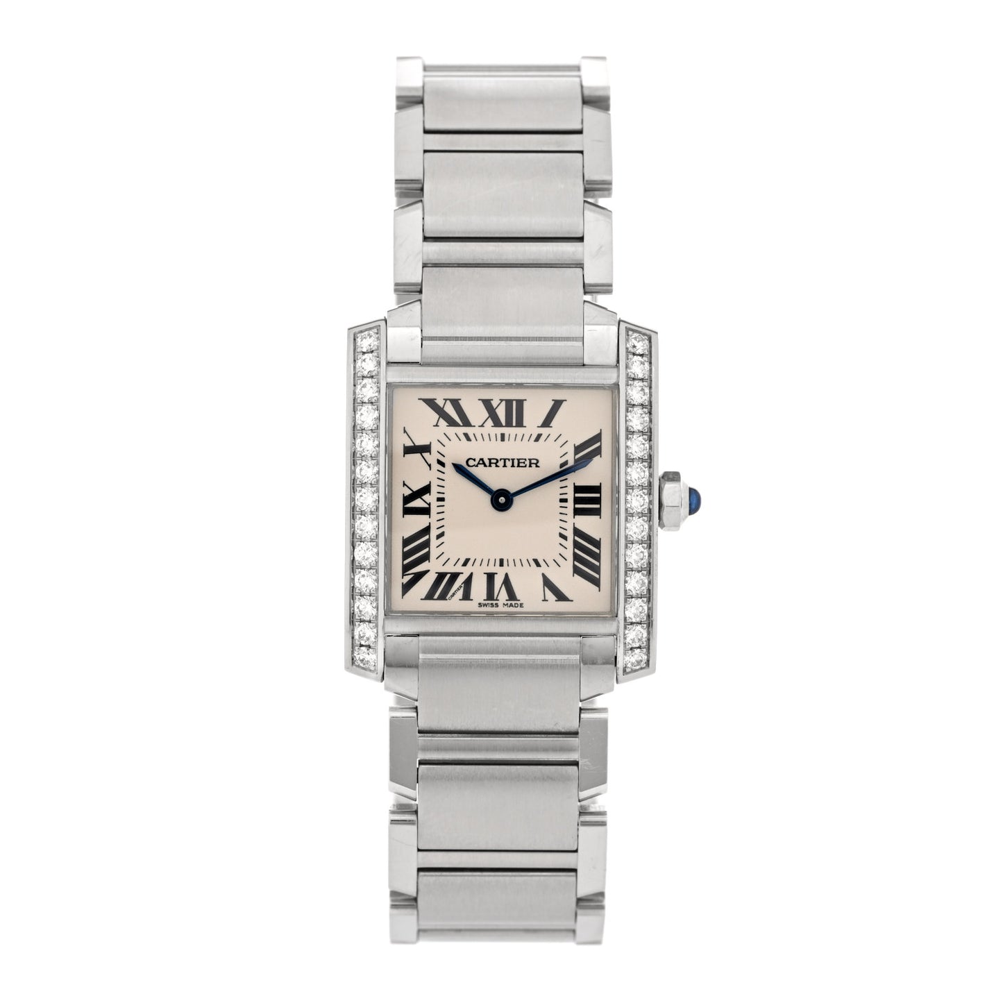 Stainless Steel Diamond Bezel 25mm Tank Francaise Quartz Watch