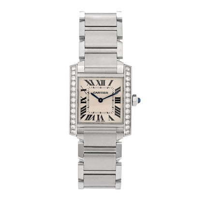 Cartier Stainless Steel Diamond Bezel 25mm Tank Francaise Quartz Watch 1 of 4