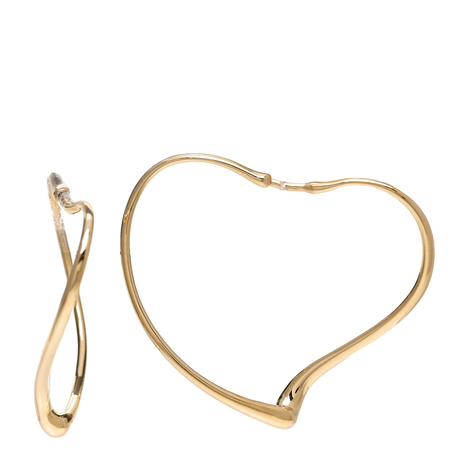 Tiffany 18K Yellow Gold Medium Elsa Peretti Open Heart Hoop Earrings 1 of 5