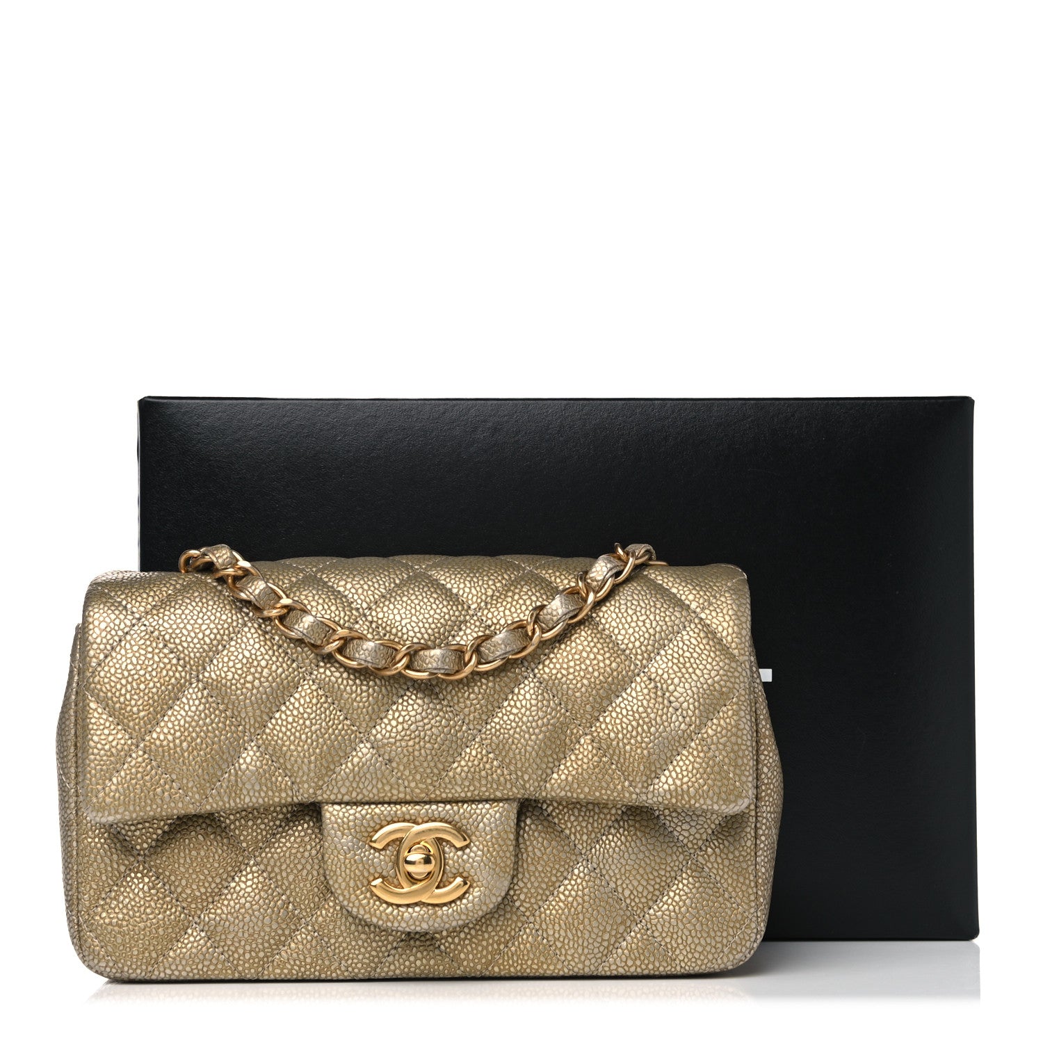 Chanel Metallic Caviar Quilted Mini Rectangular Flap Gold 12 of 12