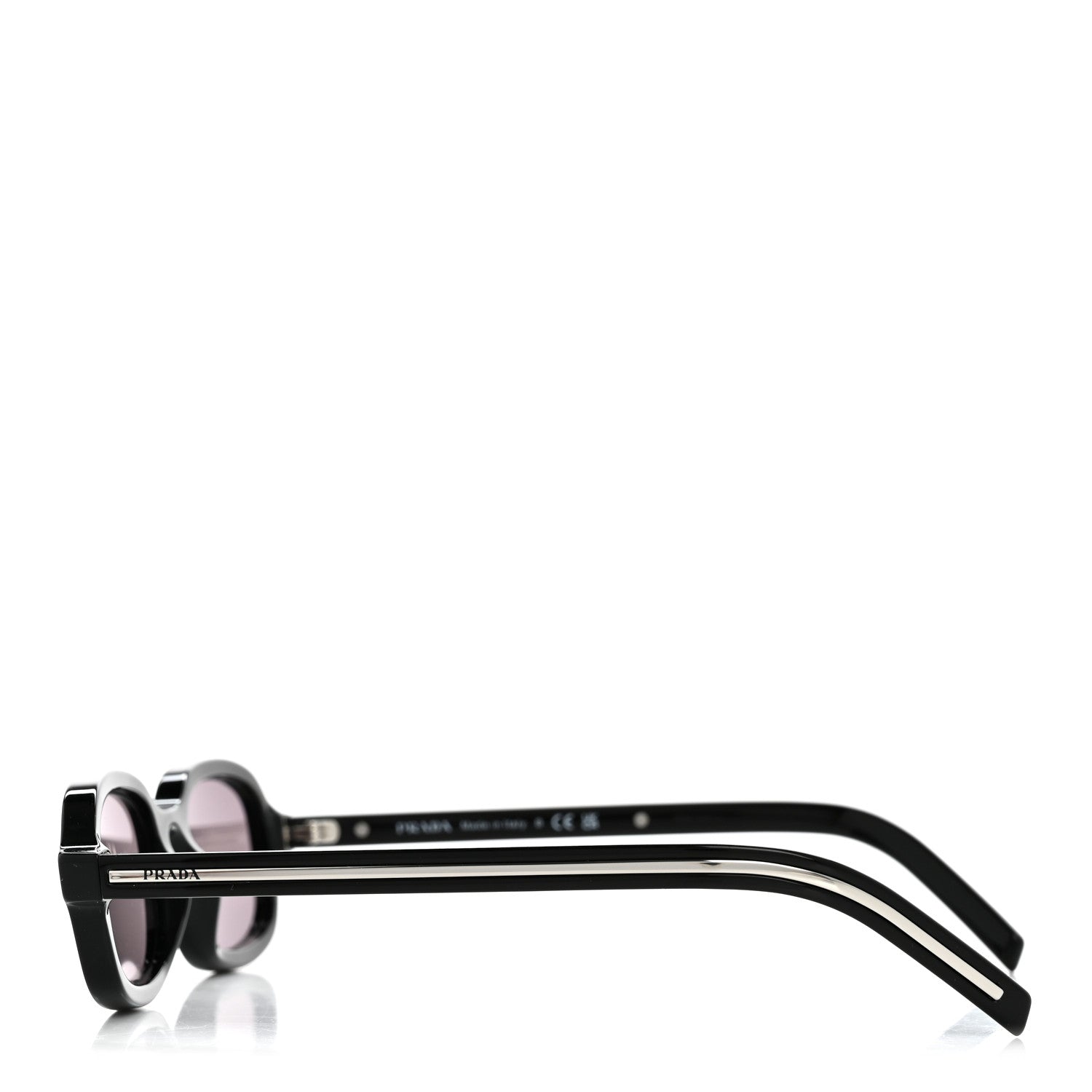 Prada Acetate Oval Sunglasses SPR D06 Black 3 of 7