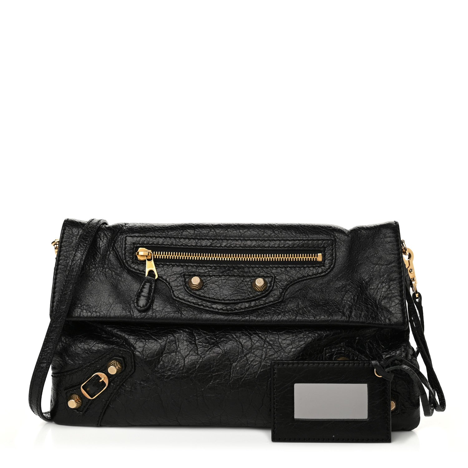 Balenciaga Agneau Giant 12 Gold Hardware Envelope Strap Clutch Black 1 of 8