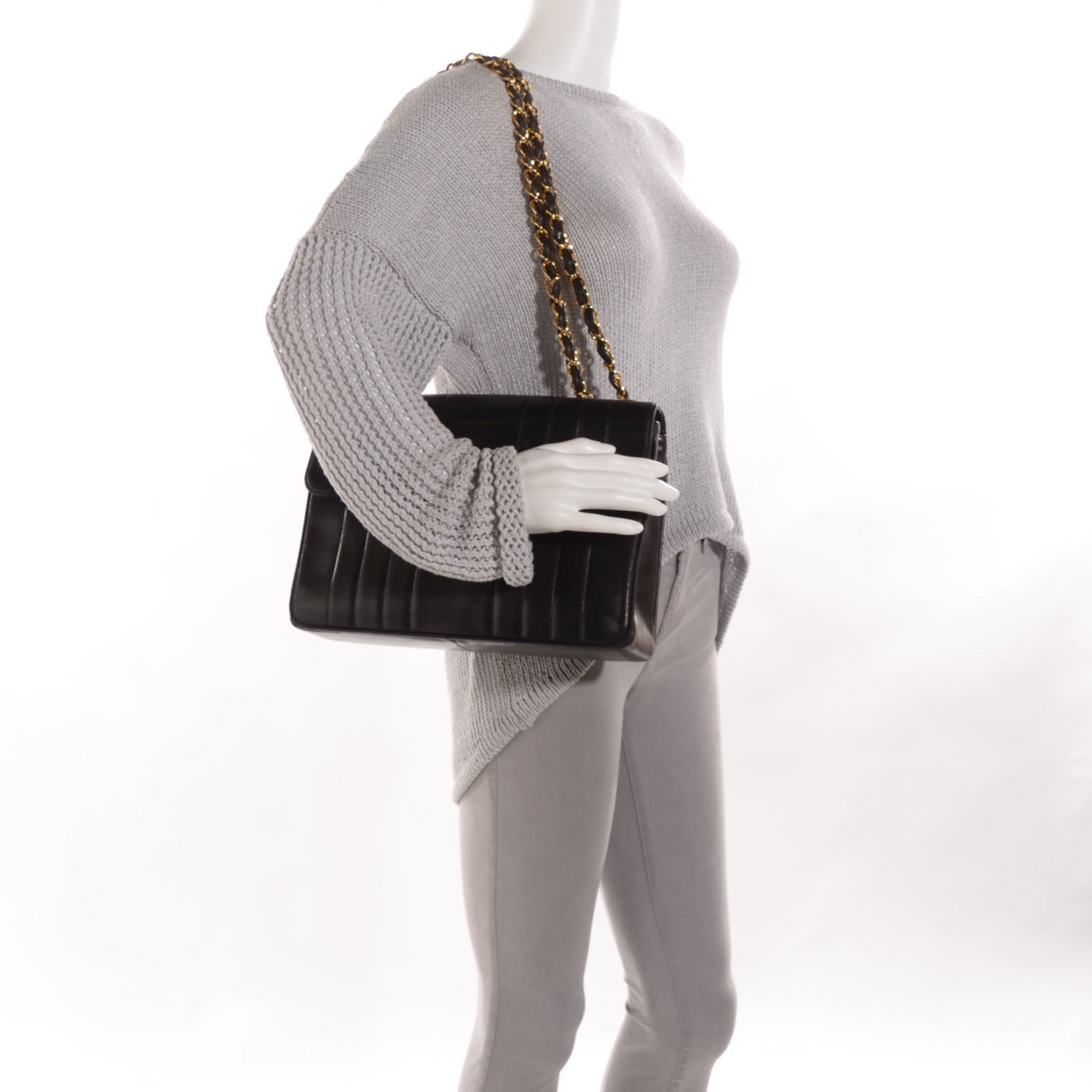 Chanel Lambskin Vertical Quilt Jumbo Flap Black 3 of 10