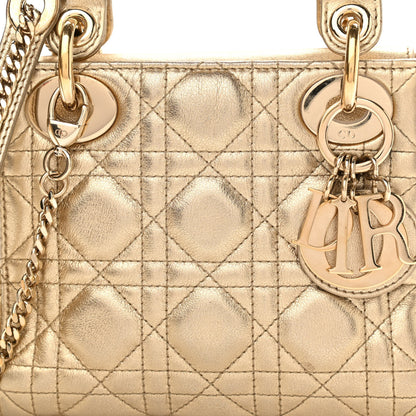 Christian Dior Metallic Lambskin Cannage Mini Lady Dior Gold 8 of 16