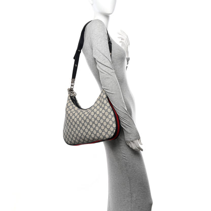 Gucci GG Supreme Monogram Textured Calfskin Web Large Attache Shoulder Bag Beige Blue 2 of 10