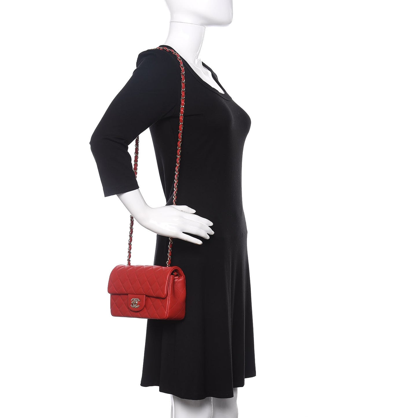 Lambskin Quilted Mini Rectangular Flap Red