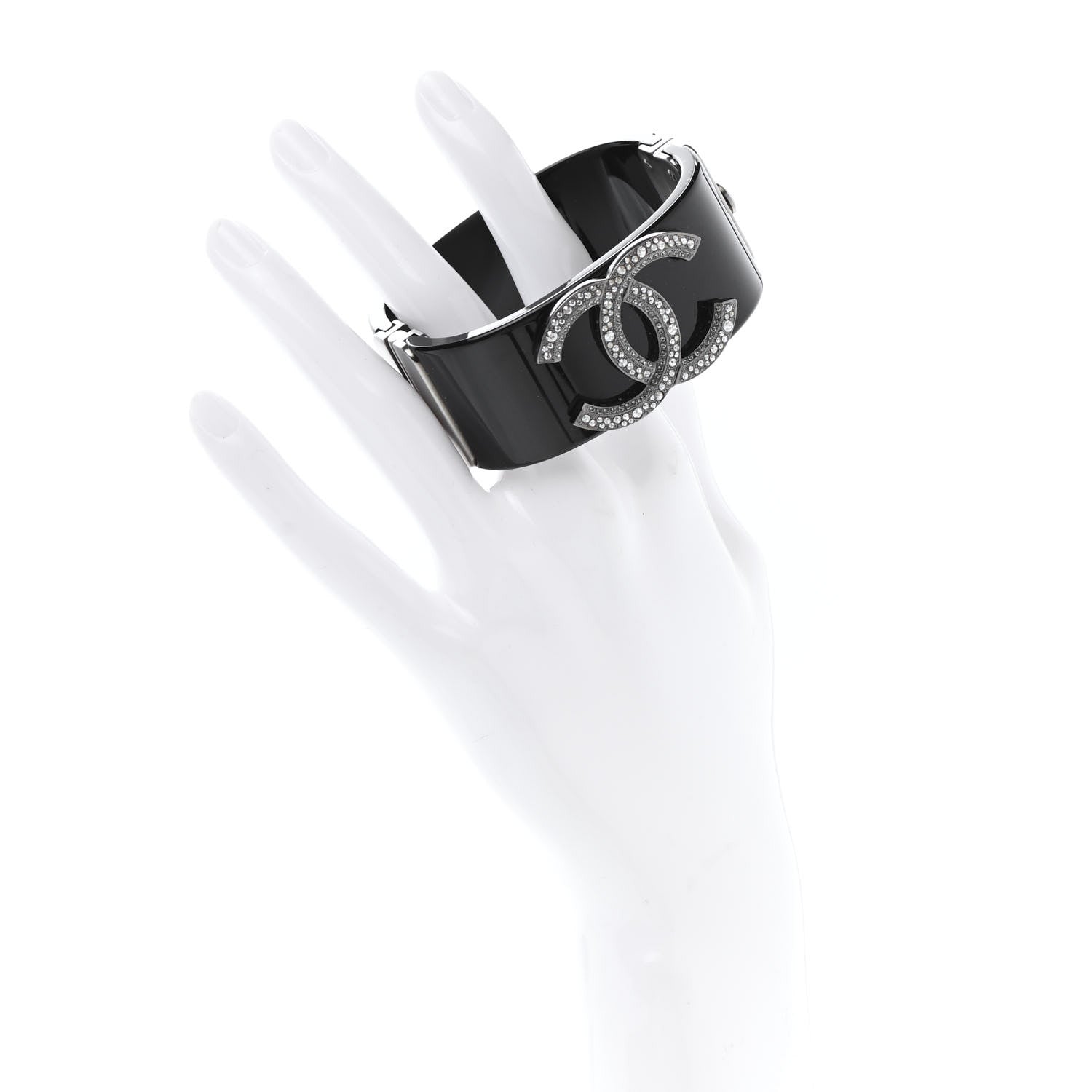 Chanel Resin Crystal CC Cuff Black 2 of 4