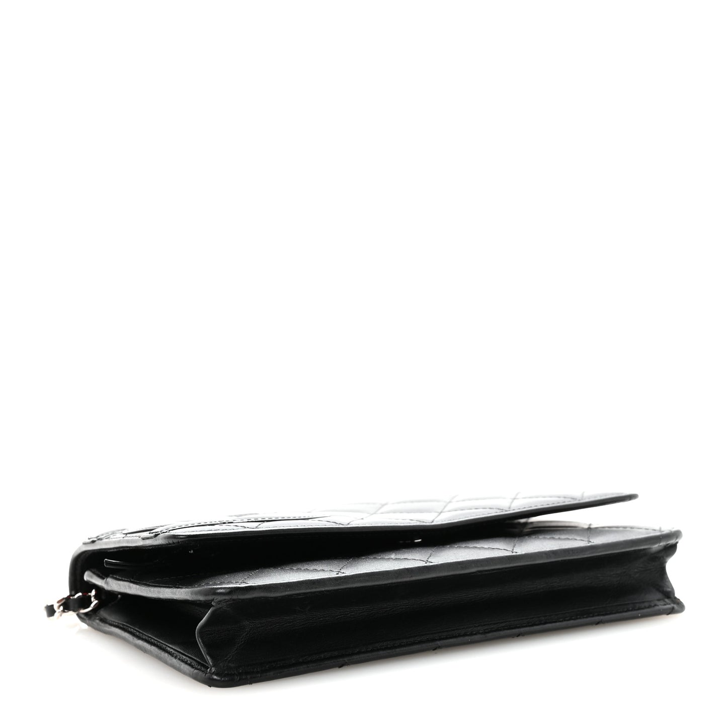 Calfskin Quilted Cambon Wallet on Chain WOC Black
