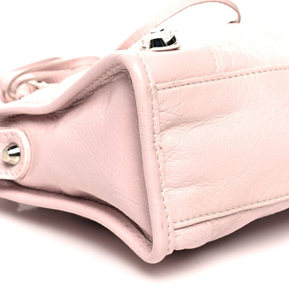Balenciaga Agneau Classic Silver Hardware Mini City Logo Strap Light Rose White 7 of 9