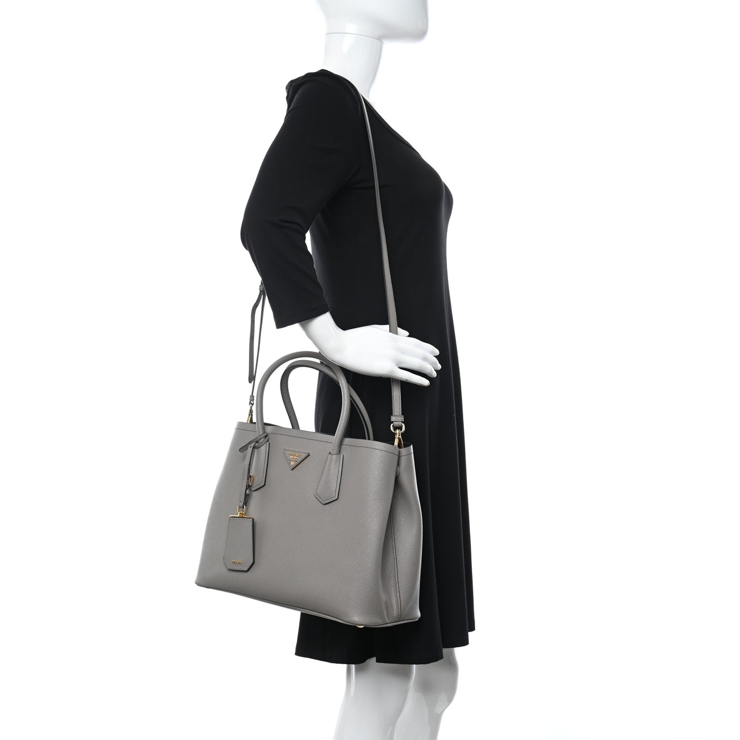 Saffiano Cuir Medium Double Bag Argilla