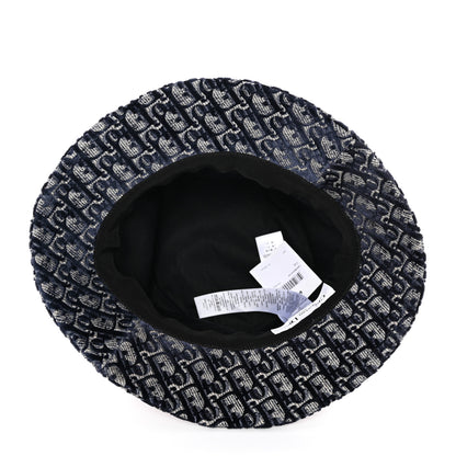 Christian Dior Velvet Oblique Large Brim Bucket Hat 57 Bleu Red 8 of 8