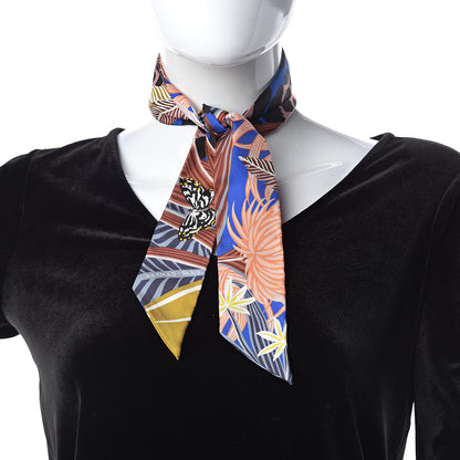 Hermes Silk Jaguar Quetzal Twilly Bleu Roy Brun Saumon 2 of 3