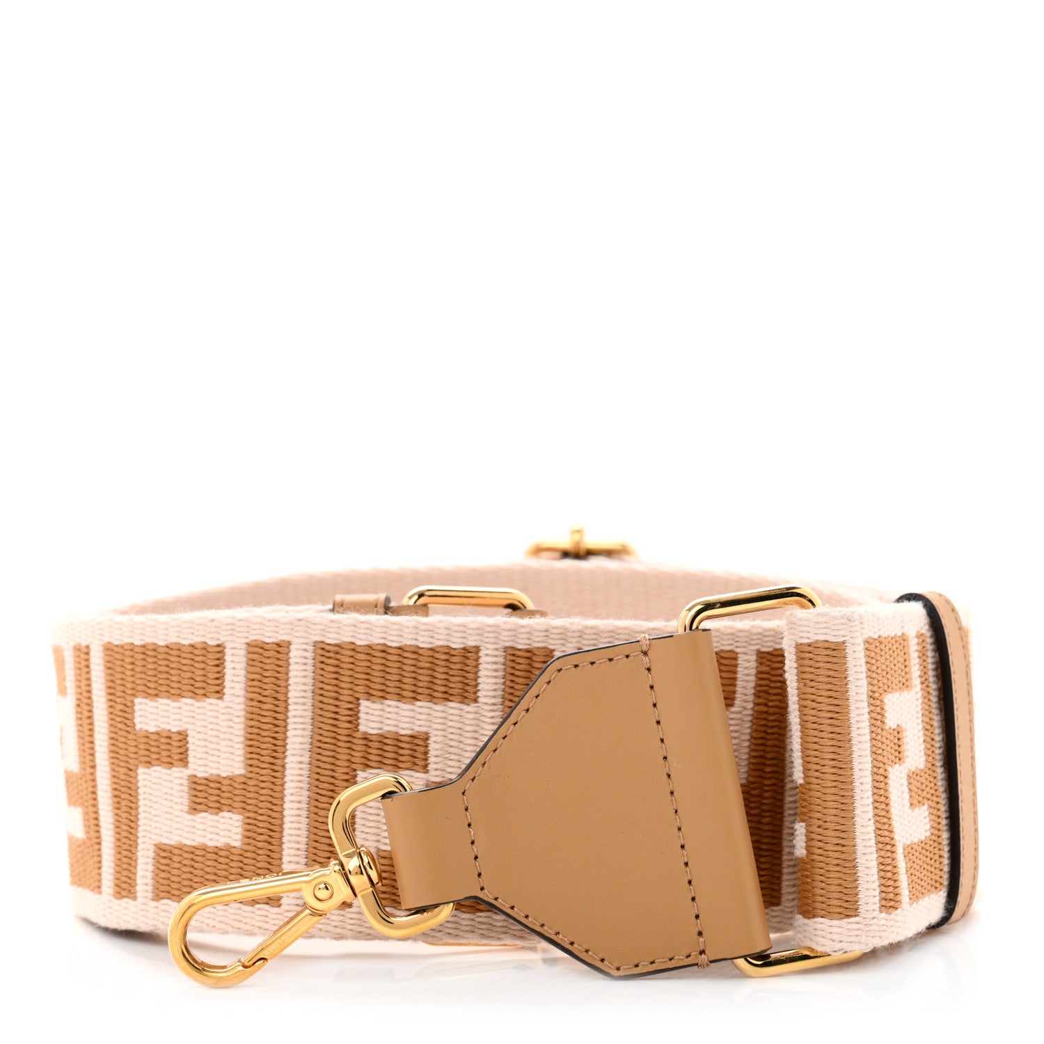 Fendi Ribbon Vitello King FF 1974 Adjustable Strap You Poudre Cuoio Miele Scuro 1 of 5