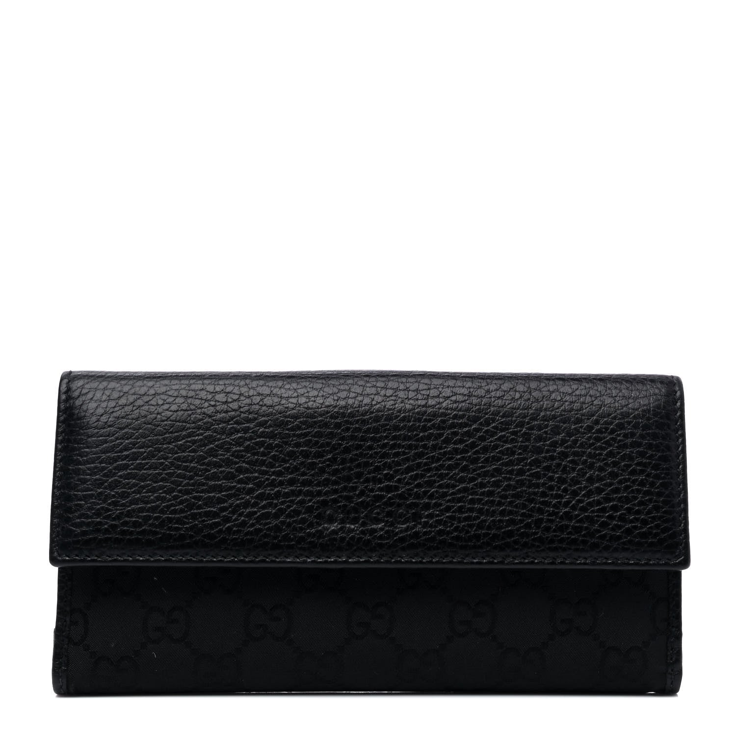 Gucci Calfskin Monogram Continental Flap Wallet Black 1 of 5